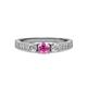 2 - Ayaka Pink Sapphire and Diamond Three Stone Engagement Ring 