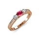 3 - Ayaka Rhodolite Garnet and Diamond Three Stone Engagement Ring 