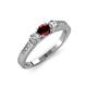 3 - Ayaka Red Garnet and Diamond Three Stone Engagement Ring 