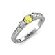 3 - Ayaka Yellow and White Diamond Three Stone Engagement Ring 