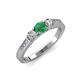 3 - Ayaka Emerald and Diamond Three Stone Engagement Ring 