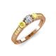 3 - Ayaka Diamond and Yellow Sapphire Three Stone with Side Yellow Sapphire Ring 