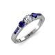 3 - Ayaka Diamond and Blue Sapphire Three Stone with Side Blue Sapphire Ring 