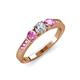 3 - Ayaka Diamond and Pink Sapphire Three Stone with Side Pink Sapphire Ring 