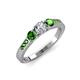 3 - Ayaka Diamond and Green Garnet Three Stone with Side Green Garnet Ring 