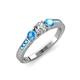 3 - Ayaka Diamond and Blue Topaz Three Stone with Side Blue Topaz Ring 