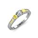 3 - Ayaka Diamond and Yellow Sapphire Three Stone with Side Yellow Sapphire Ring 