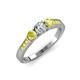 3 - Ayaka Yellow and White Diamond Three Stone with Side Yellow Diamond Ring 