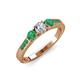 3 - Ayaka Diamond and Emerald Three Stone with Side Emerald Ring 