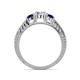 4 - Ayaka Diamond and Blue Sapphire Three Stone with Side Blue Sapphire Ring 