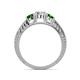 4 - Ayaka Diamond and Green Garnet Three Stone with Side Green Garnet Ring 