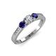 2 - Ayaka Diamond and Blue Sapphire Three Stone Engagement Ring 
