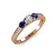 2 - Ayaka Diamond and Blue Sapphire Three Stone Engagement Ring 