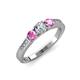 2 - Ayaka Diamond and Pink Sapphire Three Stone Engagement Ring 