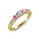 Ayaka Diamond and Pink Sapphire Three Stone Engagement Ring 