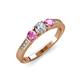 2 - Ayaka Diamond and Pink Sapphire Three Stone Engagement Ring 