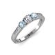 2 - Ayaka Diamond and Aquamarine Three Stone Engagement Ring 