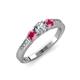 2 - Ayaka Diamond and Rhodolite Garnet Three Stone Engagement Ring 