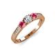 2 - Ayaka Diamond and Rhodolite Garnet Three Stone Engagement Ring 