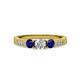 Ayaka Diamond and Blue Sapphire Three Stone Engagement Ring 