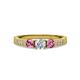 Ayaka Diamond and Pink Tourmaline Three Stone Engagement Ring 