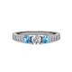 3 - Ayaka Diamond and Blue Topaz Three Stone Engagement Ring 