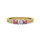 Ayaka Diamond and Rhodolite Garnet Three Stone Engagement Ring 