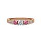 3 - Ayaka Diamond and Rhodolite Garnet Three Stone Engagement Ring 
