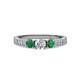 3 - Ayaka Diamond and Emerald Three Stone Engagement Ring 