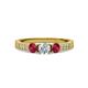 Ayaka Diamond and Ruby Three Stone Engagement Ring 