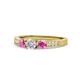 1 - Ayaka Diamond and Pink Sapphire Three Stone Engagement Ring 