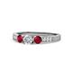 1 - Ayaka Diamond and Ruby Three Stone Engagement Ring 