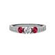 3 - Ayaka Diamond and Ruby Three Stone Engagement Ring 