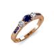 Ayaka Blue Sapphire and Diamond Three Stone with Side Blue Sapphire Ring 