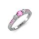 3 - Ayaka Pink Sapphire and Diamond Three Stone with Side Pink Sapphire Ring 