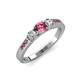 3 - Ayaka Pink Tourmaline and Diamond Three Stone with Side Pink Tourmaline Ring 