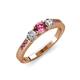 Ayaka Pink Tourmaline and Diamond Three Stone with Side Pink Tourmaline Ring 