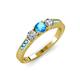 3 - Ayaka Blue Topaz and Diamond Three Stone with Side Blue Topaz Ring 