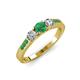 3 - Ayaka Emerald and Diamond Three Stone with Side Emerald Ring 
