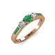 Ayaka Emerald and Diamond Three Stone with Side Emerald Ring 