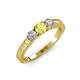 3 - Ayaka Yellow Sapphire and Diamond Three Stone with Side Yellow Sapphire Ring 