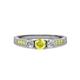 2 - Ayaka Yellow and White Diamond Three Stone with Side Yellow Diamond Ring 