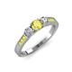 3 - Ayaka Yellow and White Diamond Three Stone with Side Yellow Diamond Ring 