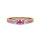 2 - Ayaka Pink Sapphire and Diamond Three Stone with Side Pink Sapphire Ring 