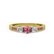 2 - Ayaka Pink Tourmaline and Diamond Three Stone with Side Pink Tourmaline Ring 