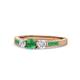 1 - Ayaka Emerald and Diamond Three Stone with Side Emerald Ring 