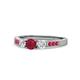 1 - Ayaka Ruby and Diamond Three Stone with Side Ruby Ring 