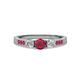 2 - Ayaka Ruby and Diamond Three Stone with Side Ruby Ring 