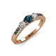 3 - Ayaka Blue and White Diamond Three Stone with Side Blue Diamond Ring 