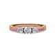 2 - Ayaka Diamond Three Stone with Side Pink Sapphire Ring 